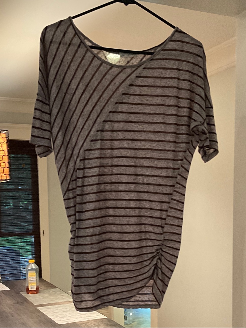one clothing Gray & Black Striped Short-Sleeve Top